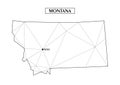 Polygonal abstract map state of Montana with connected triangular shapes formed from lines. Capital of state - Helena