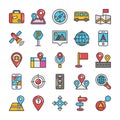 Maps and Navigation Colored Vector Icons Set 4 Royalty Free Stock Photo