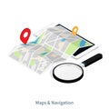 Maps & Navigation location,mobile application isometric vector
