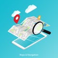 Maps & Navigation location,mobile application isometric vector