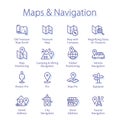 Maps, navigation pack. Travel maps, location pins