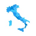 Italy Regions Map with Editable Stroke Illustration