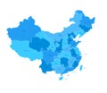 China Regions Map with Editable Outline Illustration