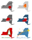 Maps of New York with Christmas symbols