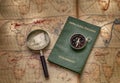 Maps and passport for travel and adventure into the world