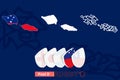 Maps of Samoa in three versions for rugby international championship