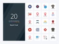 20 Maps Travel Flat Color icon for presentation