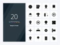 20 Maps Travel Solid Glyph icon for presentation