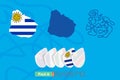 Maps of Uruguay in three versions for rugby international championship