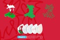 Maps of Wales in three versions for rugby international championship