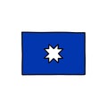 Mapuche banner with star doodle icon, vector color line illustration