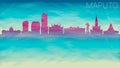 Maputo Mozambique City Skyline Vector Silhouette. Broken Glass Abstract Geometric Dynamic Textured. Banner Background. Colorful Sh