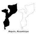 Maputo, Mozambique. Detailed Country Map with Location Pin on Capital City.