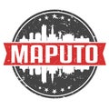 Maputo Mozambique Round Travel Stamp. Icon Skyline City Design. Seal Tourism Badge Illustration.