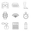 Maquillage icons set, outline style