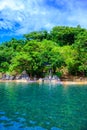 Maquinit Hot Spring at Busuanga island near Coron town, tropical swimming pools, Palawan, Philippines