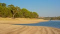 maquis vegetation along the beach of Montargil lake, Portalegre, Portugal Royalty Free Stock Photo