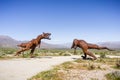 Mar 18, 2019 Borrego Springs / CA / USA - Metal sculptures of two Dinosaurs fighting, close to Anza-Borrego Desert State Park,