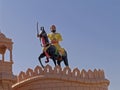 Chhatrapati Shivaji holding Sword and riding on Horse statue on Entrance of Bahucharaji temple