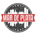 Mar de Plata Argentina Round Travel Stamp. Icon Skyline City Design. Seal Tourism Badge Illustration Vector.