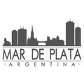 Mar de Plata Argentina Skyline Silhouette Design City Vector Art Famous Buildings.