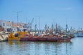 Mar del Plata, Argentina - January 15th, 2024: Fishing boats in the port of Mar del Plata, Buenos Aires