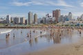 Mar del Plata, Argentina - January 15th, 2024: People enjoy the sea at Stella Maris beach in Mar del Plata