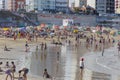 Mar del Plata, Argentina - January 15th, 2024: Tourists enjoy the sea at Stella Maris beach in Mar del Plata