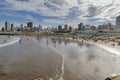 Mar del Plata, Argentina - January 15th, 2024: Tourists enjoy the sea at Stella Maris beach in Mar del Plata