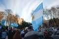 Man carry flag during Independece Day of Argentina