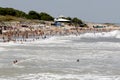 Mar del Plata. People on vacation at the beach. City of Mar del Plata. Argentine coast. Royalty Free Stock Photo