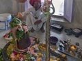 Man worshiping inside of shiva temple at Hinglaj village idar himmatnagar road Sabarkantha Gujarat Royalty Free Stock Photo