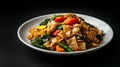 Pad See Ew with Chicken and Vegetables on a White Plate Royalty Free Stock Photo