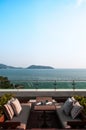 Sunken seating with ocean view in evening Phuket, Thailand