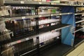 Mar 20, 2020 Santa Berlin, Germany - Supermarket shelves cleared out of all toilet paper products amid coronavirus Covid-19.