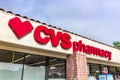 Mar 24, 2020 Sunnyvale / CA / USA - Close up of CVS / pharmacy logo above the entrance at one of their locations in San Francisco