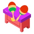 Maracas icon isometric vector. Percussive multi coloured musical instrument icon