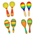 Maracas isolated on white background. Colorful vector maracas set. Music percussion instrument