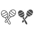 Maracas line and glyph icon, music and mexican, instrument sign, vector graphics, a linear pattern on a white background Royalty Free Stock Photo