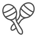 Maracas line icon, music and mexican, instrument sign, vector graphics, a linear pattern on a white background.