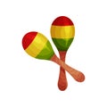 Maracas made of wood. National musical instrument. Vector illustration.