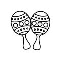 Maracas mexican culture line style icon