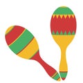 Maracas musical instrument, beanbag. Flat design, vector