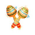 Maracas with ornament on white background. Holiday concept.