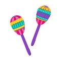 Maracas. Percussion shaker musical instrument. Rattle, a symbol of Latin American music, Mardi Gras, Brazilian carnival