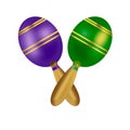 maracas purple and green with golden elements hand-drawn illustrations on a white background