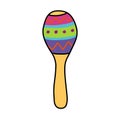 Maracas, rumba shaker or shac-shacs musical instrument flat icon, doodle style vector Royalty Free Stock Photo
