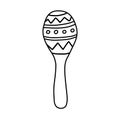 Maracas, rumba shaker or shac-shacs musical instrument flat icon, doodle style vector outline