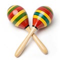 Maracas with striped pattern isolated on white Royalty Free Stock Photo