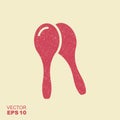 Maracas vector icon. Flat icon with scuffed effect in a separate layer Royalty Free Stock Photo
